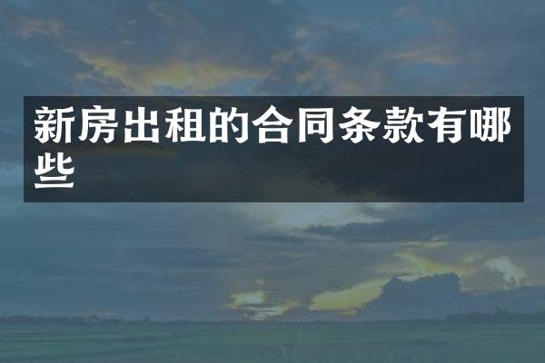 新房出租的合同条款有哪些