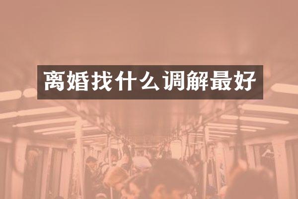 离婚找什么调解最好