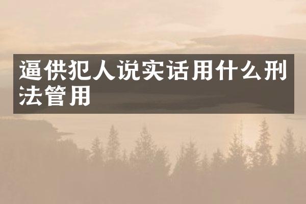 逼供犯人说实话用什么刑法管用