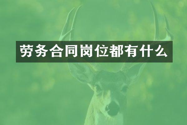 劳务合同岗位都有什么