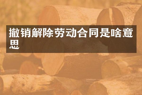 撤销解除劳动合同是啥意思
