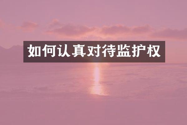 如何认真对待监护权