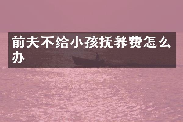 前夫不给小孩抚养费怎么办