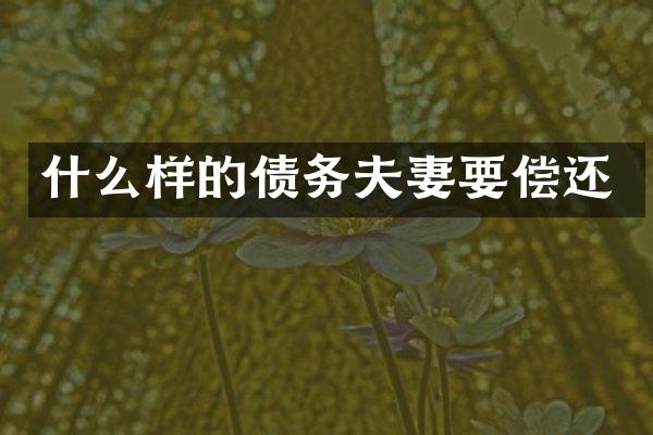 什么样的债务夫妻要偿还