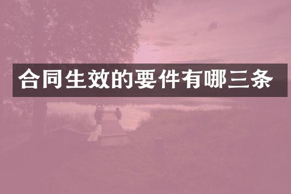 合同生效的要件有哪三条
