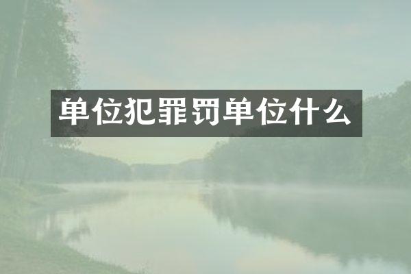 单位犯罪罚单位什么