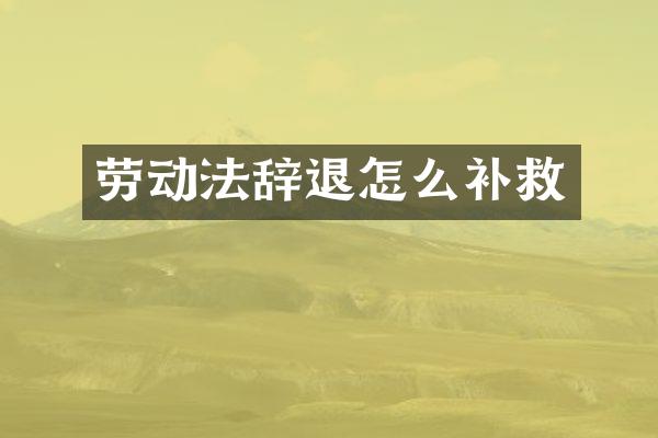 劳动法辞退怎么补救