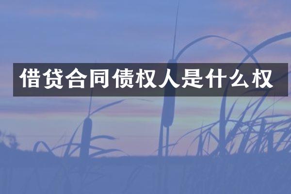 借贷合同债权人是什么权