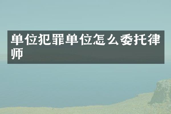 单位犯罪单位怎么委托律师