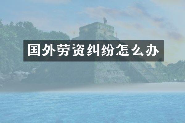 国外劳资纠纷怎么办