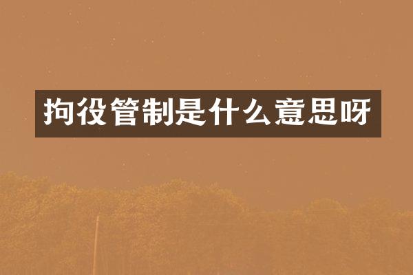 拘役管制是什么意思呀