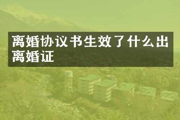 离婚协议书生效了什么出