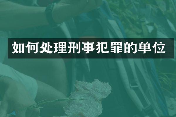 如何处理刑事犯罪的单位