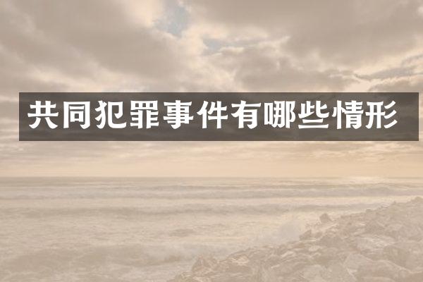 共同犯罪事件有哪些情形