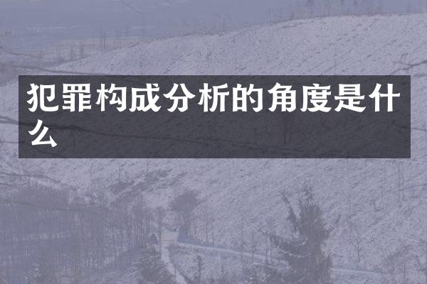 犯罪构成分析的角度是什么