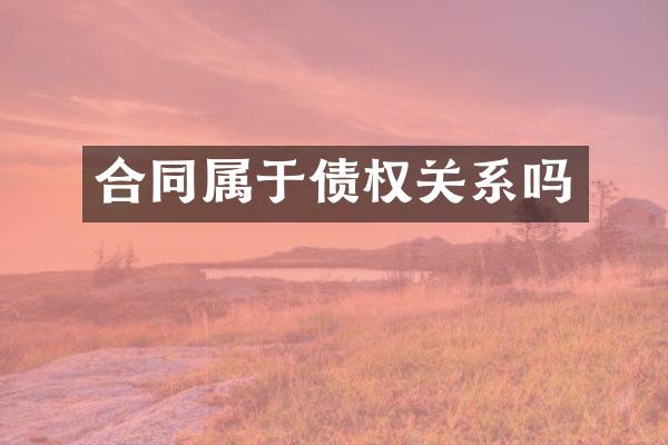 合同属于债权关系吗