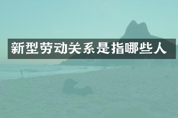 新型劳动关系是指哪些人