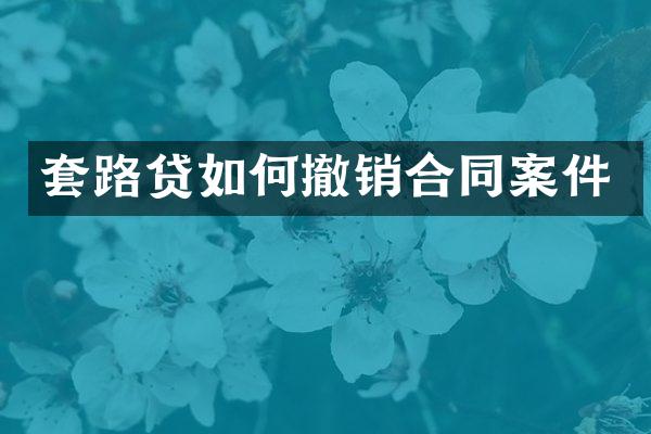 套路贷如何撤销合同案件