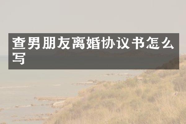 查男朋友离婚协议书怎么写