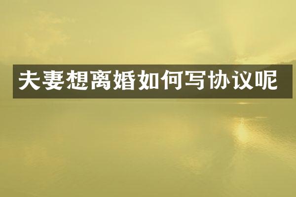 夫妻想离婚如何写协议呢