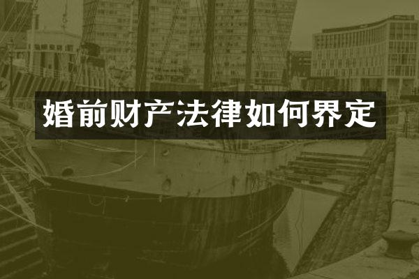 婚前财产法律如何界定