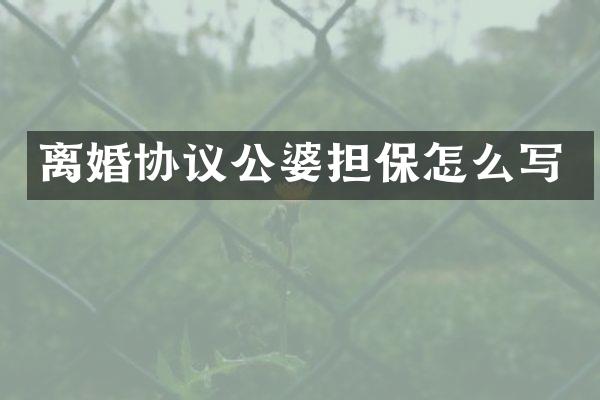 离婚协议公婆担保怎么写