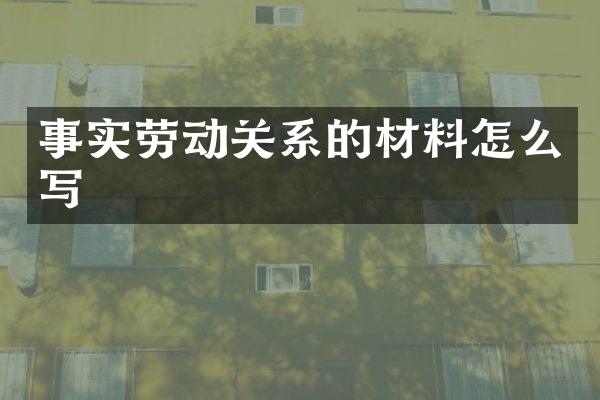 事实劳动关系的材料怎么写