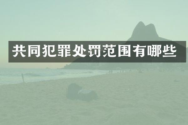 共同犯罪处罚范围有哪些