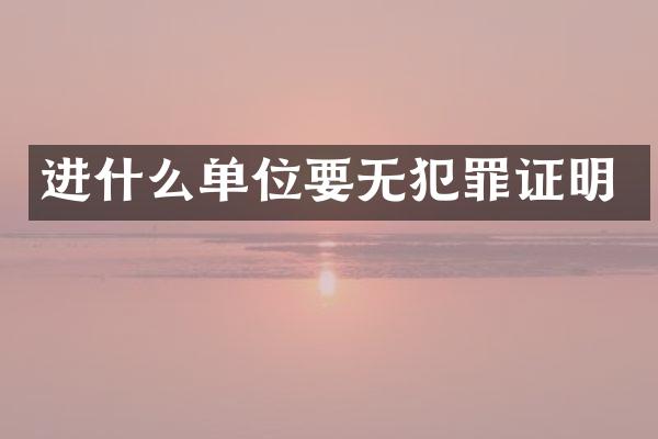 进什么单位要无犯罪证明