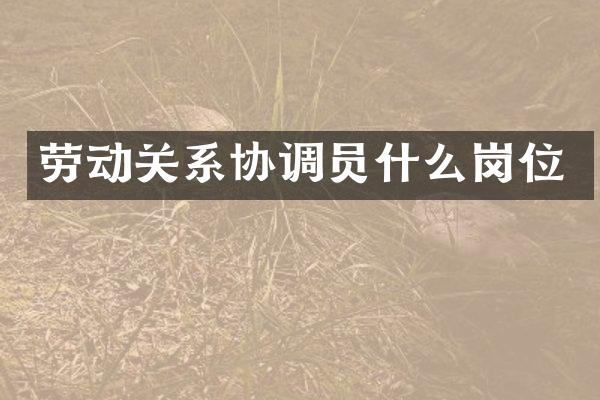劳动关系协调员什么岗位