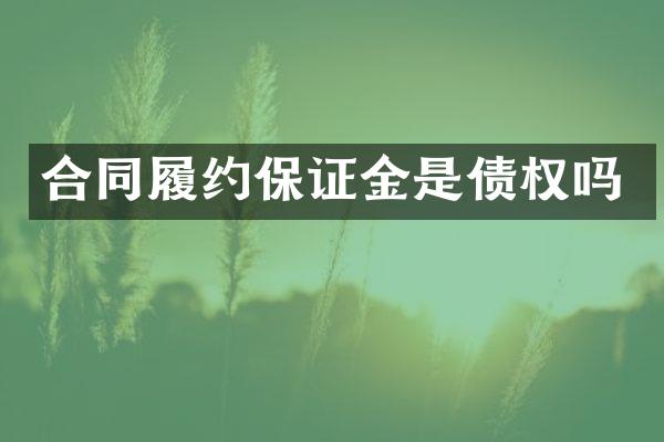 合同履约保证金是债权吗