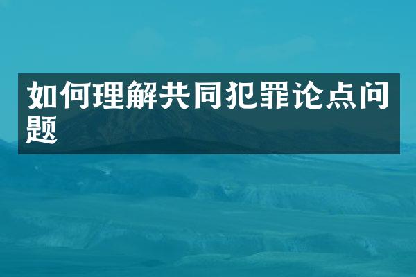 如何理解共同犯罪论点问题