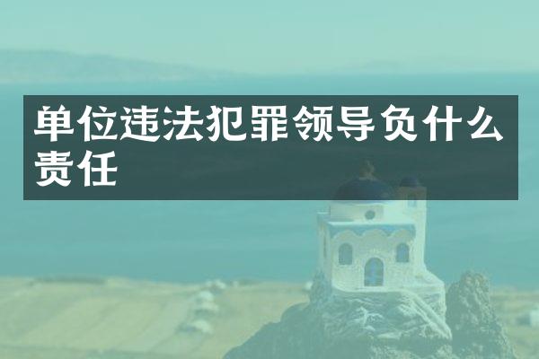单位违法犯罪领导负什么责任