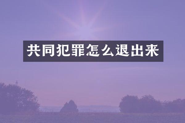 共同犯罪怎么退出来