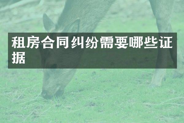 租房合同纠纷需要哪些证据