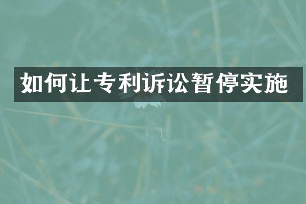 如何让专利诉讼暂停实施