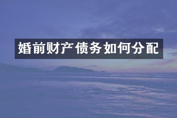 婚前财产债务如何分配