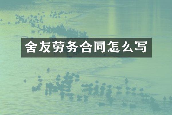 舍友劳务合同怎么写