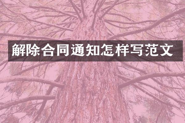 解除合同通知怎样写范文
