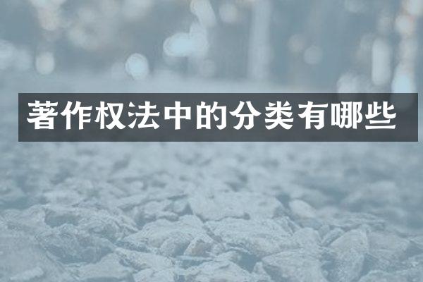 著作权法中的分类有哪些