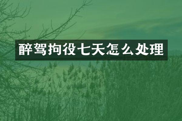 醉驾拘役七天怎么处理