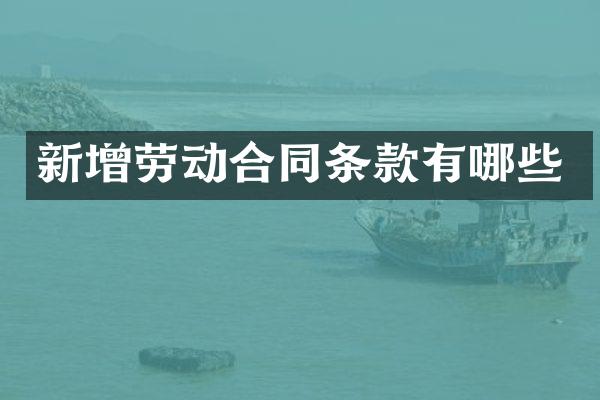 新增劳动合同条款有哪些