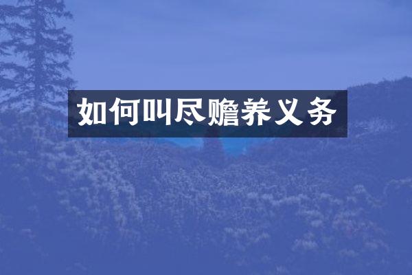 如何叫尽赡养义务