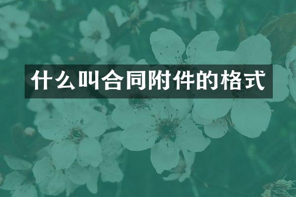 什么叫合同附件的格式