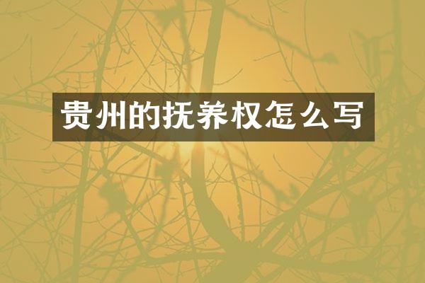 贵州的抚养权怎么写