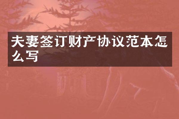 夫妻签订财产协议范本怎么写