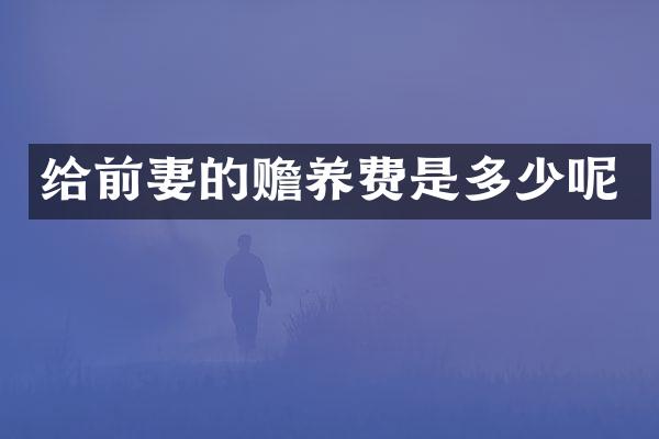 给前妻的赡养费是多少呢