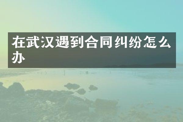 在武汉遇到合同纠纷怎么办