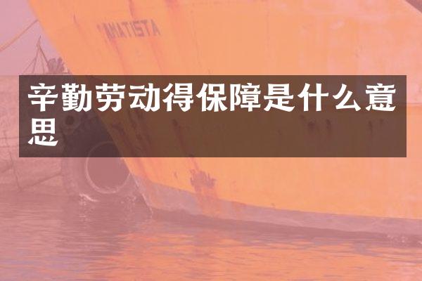 辛勤劳动得保障是什么意思