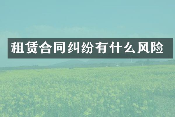 租赁合同纠纷有什么风险